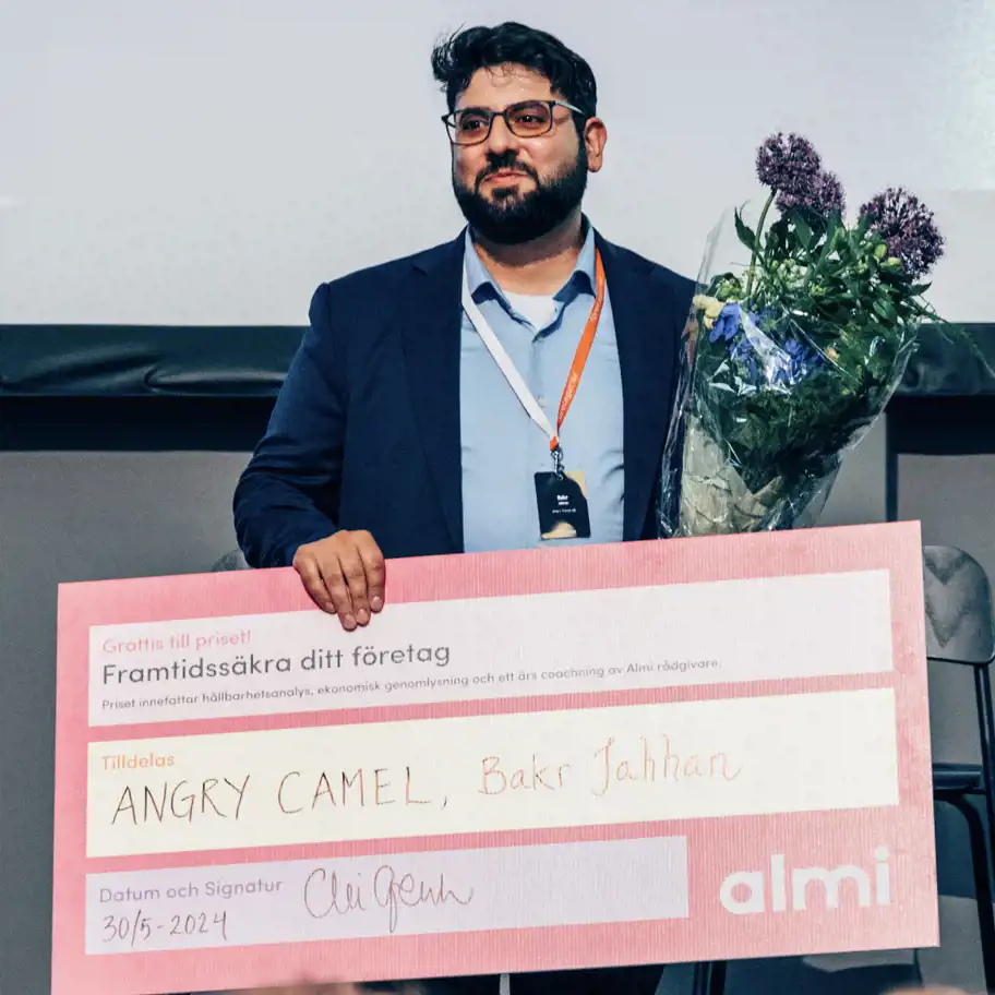 Bakr Jahhan, Angry Camel, vann priset Årets mest hållbara affärsidé.