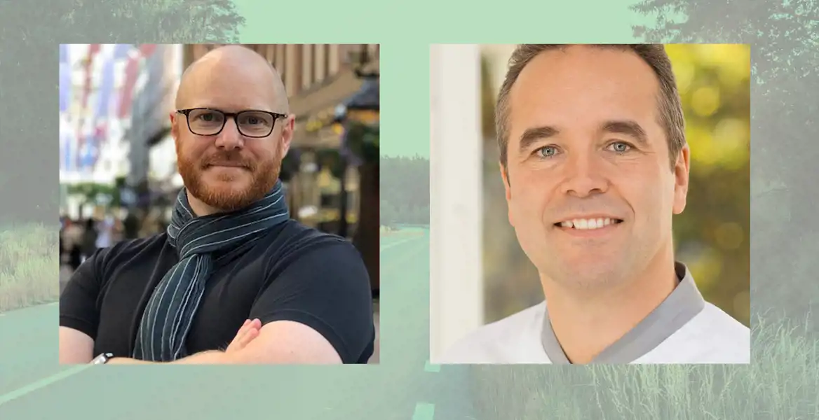 Gustav Stenbeck, entreprenör och investerare, och Kaj Török, informations- och hållbarhetschef på MAX Burgers.