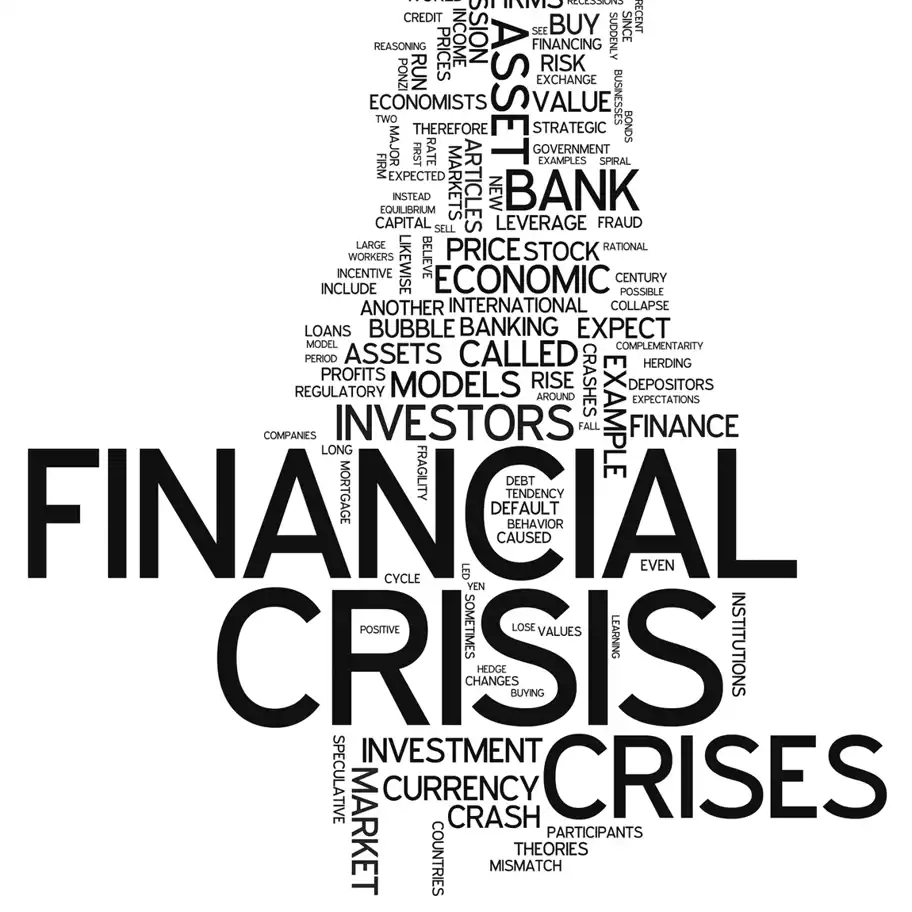 Ordmoln på engelska rörande finanskris.