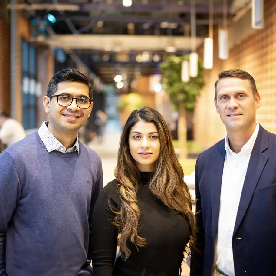 Anand Rajasekharan, Saba Atefyekta och Martin Andersson, grundarna av Amferia