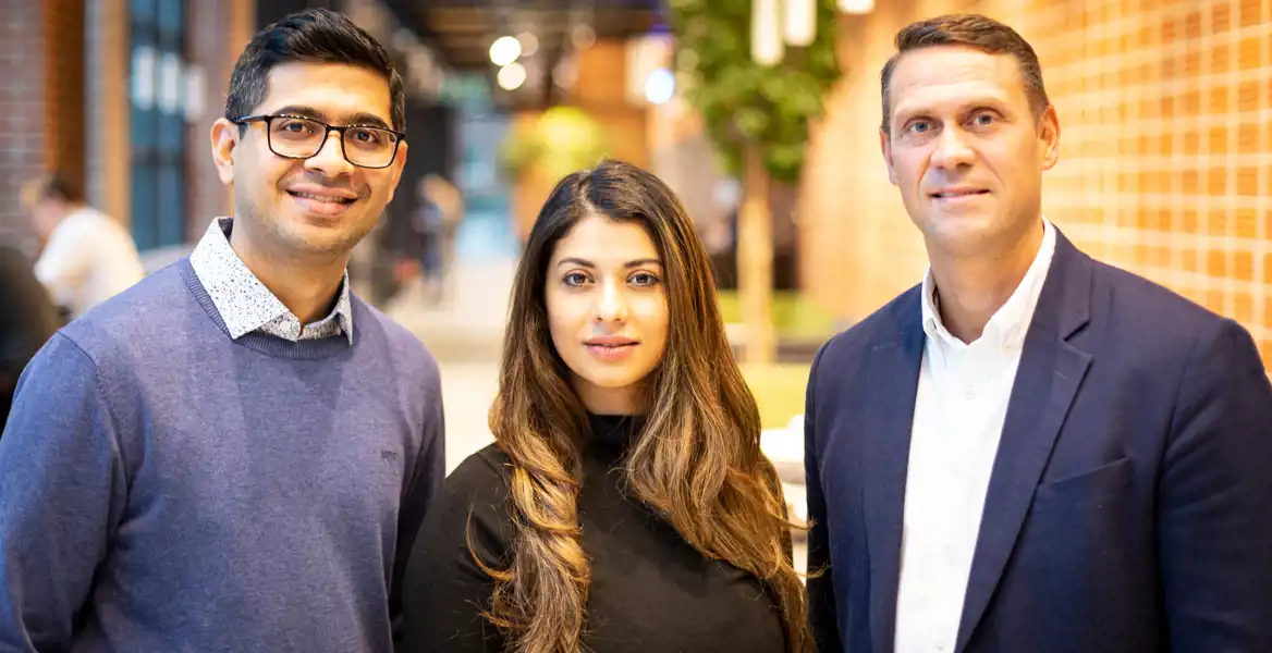 Anand Rajasekharan, Saba Atefyekta och Martin Andersson, grundarna av Amferia