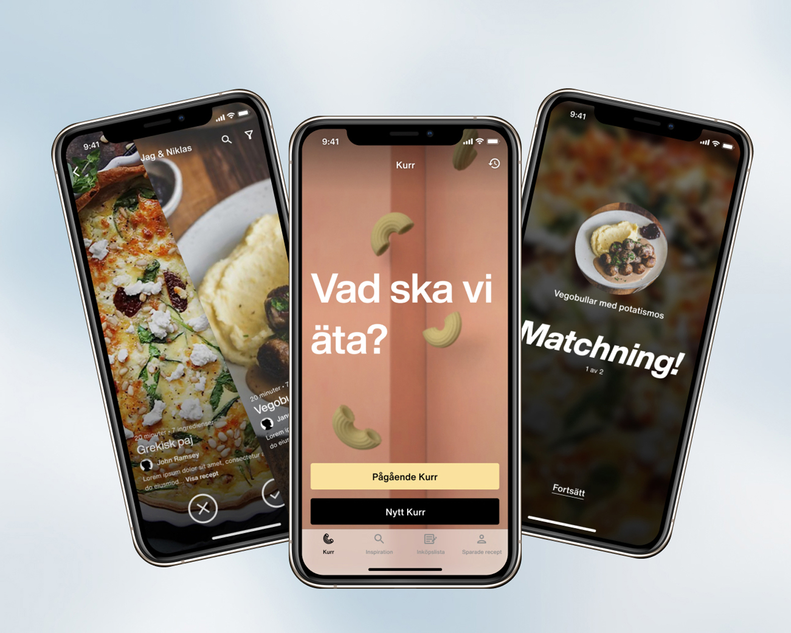 Mobiltelefoner med appen från Kurr. 