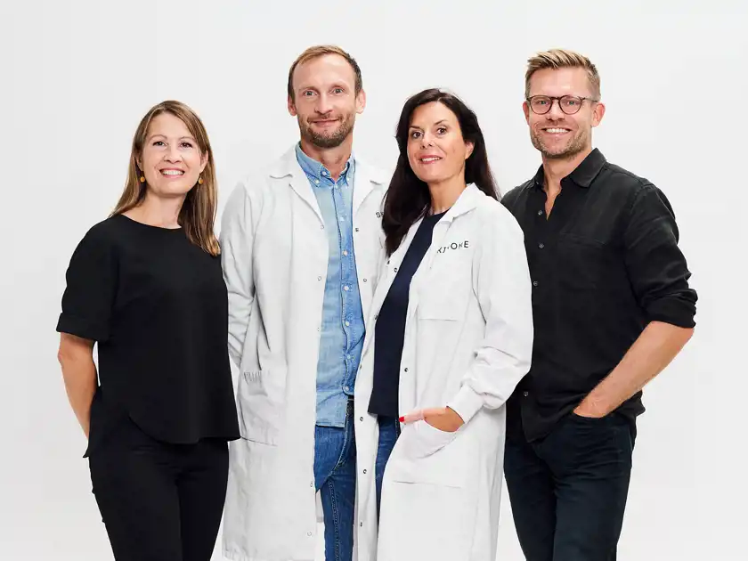 Lydia Engholm, vd, Ulf Åkerström, vice vd och innovationschef samt grundarna Johanna Gillbro och Marcus Jacobsson.