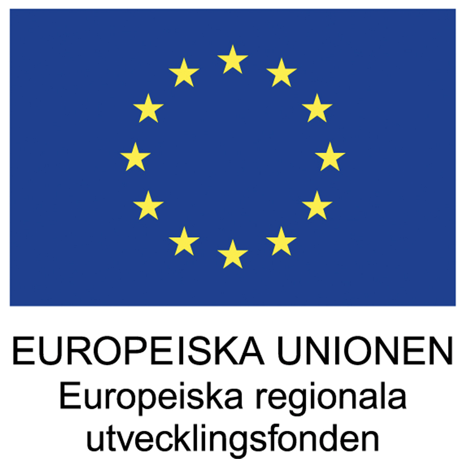 Logotyp för Europeiska Unionen "Europeiska regionala utvecklingsfonden. 